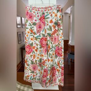 Rachel Zoe Large Ankle Pant Tropical Floral 55% Linen Beach Wedding Warm Weather